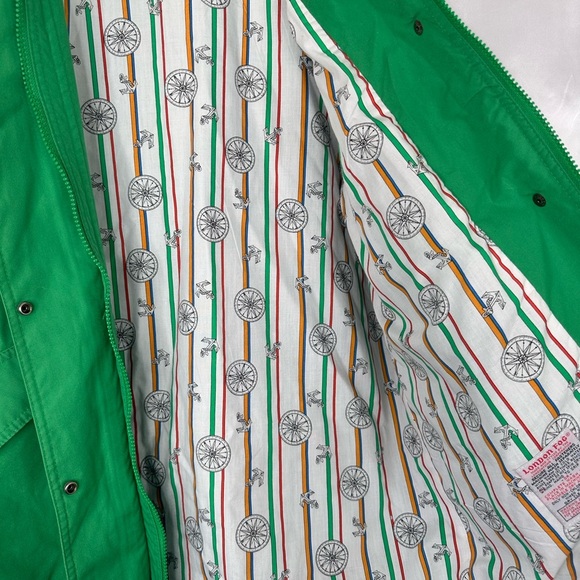 London Fog Green Blue Accent Patterned Print inner w hidden hood size Small - Picture 13 of 16